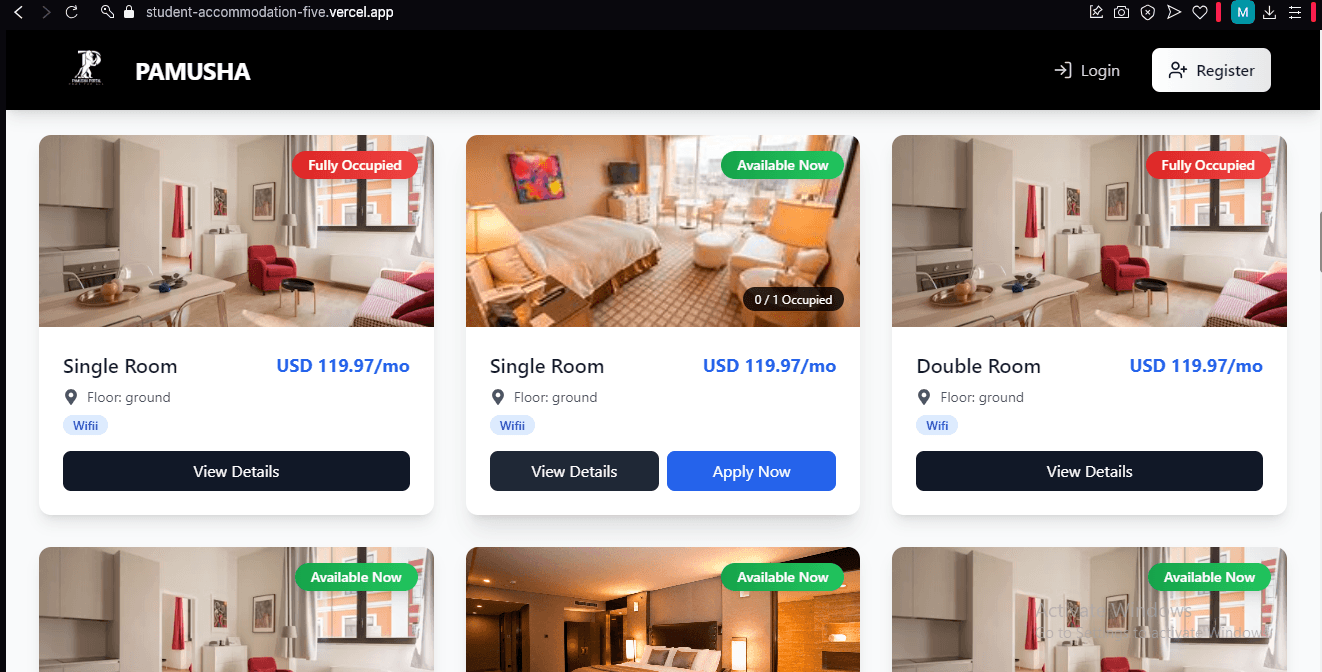 Pamusha Student Boarding House System